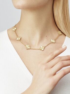 Cloverleaf Gold Plated Floral Necklace